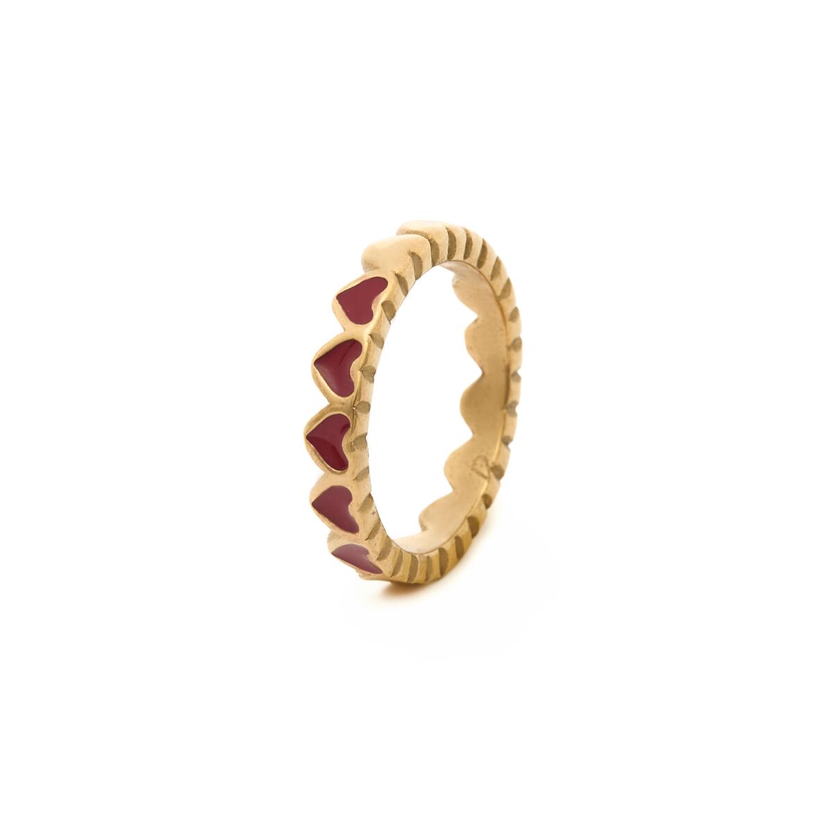 Anillo con dije de onda de acero inoxidable - Oro