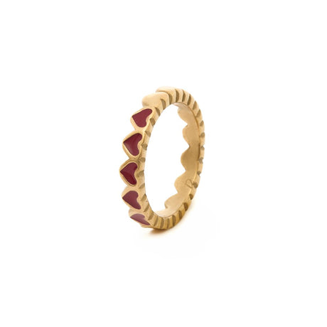 Anillo con dije de onda de acero inoxidable - Oro