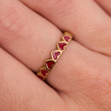 Anillo con dije de onda de acero inoxidable - Oro