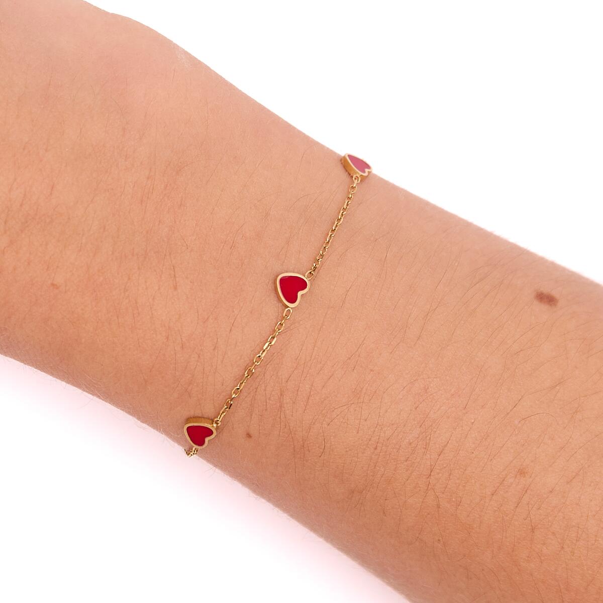 Bracelet Fin Cœurs Rouges 4