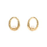 Boucles d'Oreilles Créoles Dorées Perles 1