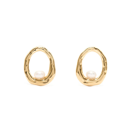 Boucles d'Oreilles Créoles Dorées Perles 1