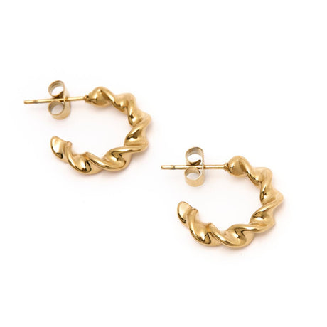 Boucles d’Oreilles Créoles Dorées Torsadées 2