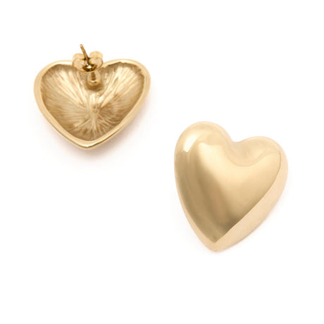 Boucles d'Oreilles Dorées Cœur Bombé 2