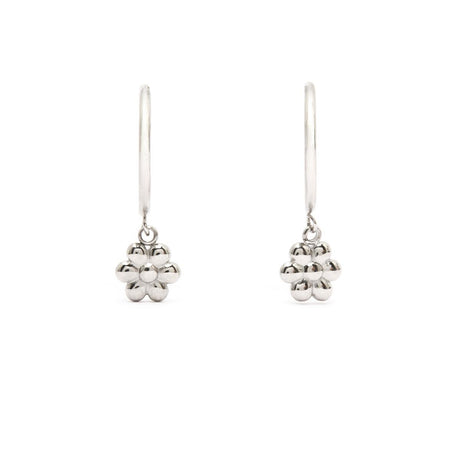 Boucles d'Oreilles Créoles Argentées Fleurs 1