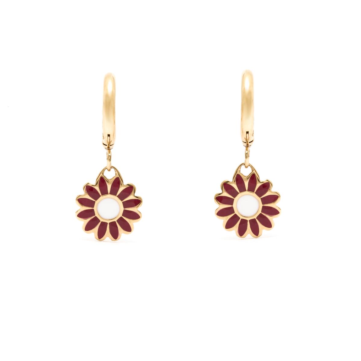 Boucles d'Oreilles Créoles Fleurs Email 1