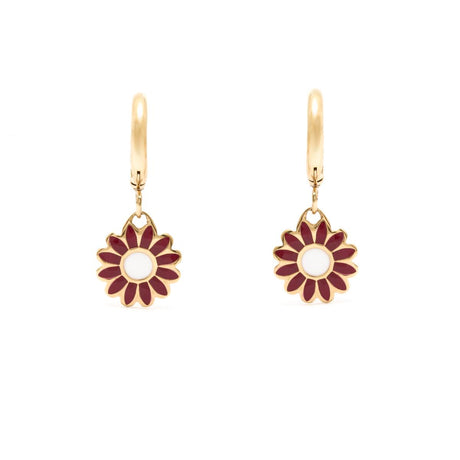 Boucles d'Oreilles Créoles Fleurs Email 1