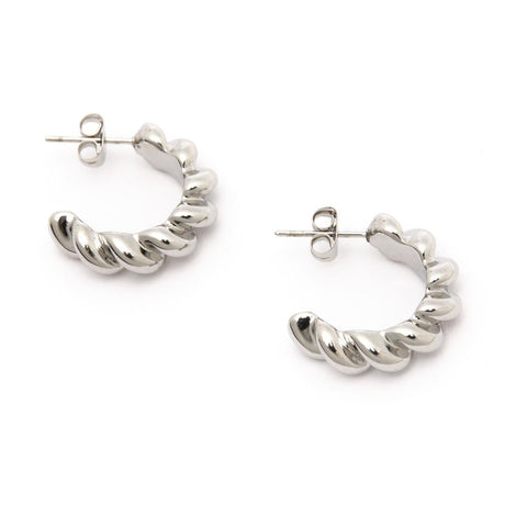 Boucles d'Oreilles Créoles Argentées Torsadées 2