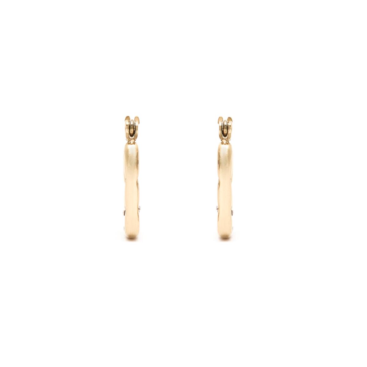 Boucles d'Oreilles Créoles Dorées Carrées & Brillantes 1