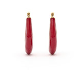 Grandes Boucles d'Oreilles Créoles Dorées Email Rouge 1