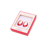 Grandes Boucles d'Oreilles Créoles Dorées Email Rouge 3