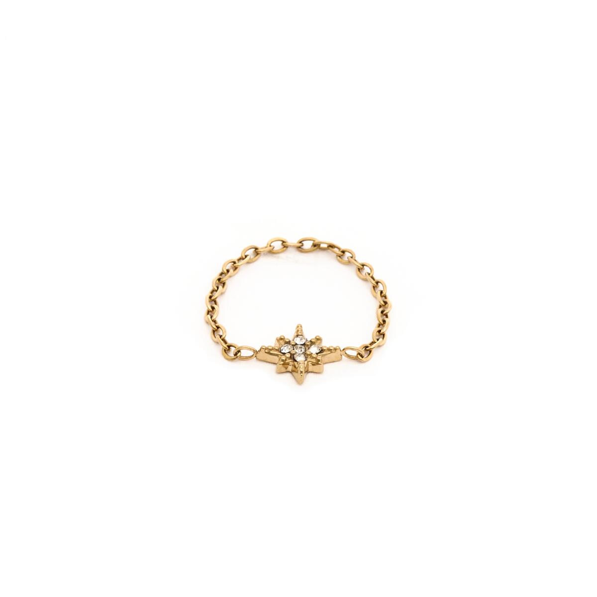 Anillo con dije de onda de acero inoxidable - Oro