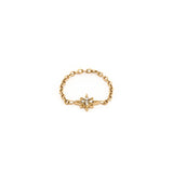 Anillo con dije de onda de acero inoxidable - Oro