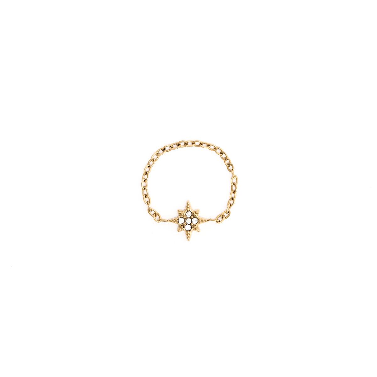 Anillo con dije de onda de acero inoxidable - Oro