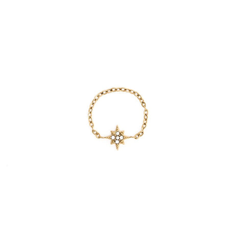 Anillo con dije de onda de acero inoxidable - Oro