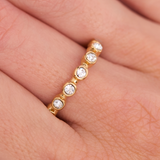 Anillo con dije de onda de acero inoxidable - Oro