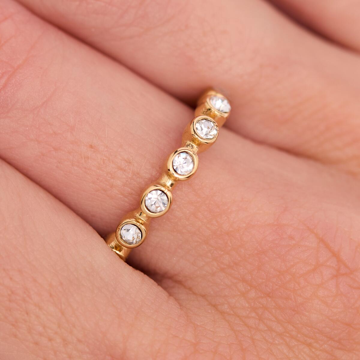 Bague Dorée à Pierres Rondes 4