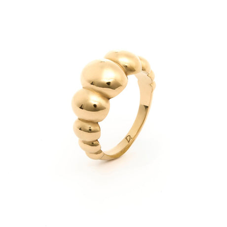 Anillo con dije de onda de acero inoxidable - Oro