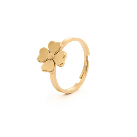 Anillo con dije de onda de acero inoxidable - Oro