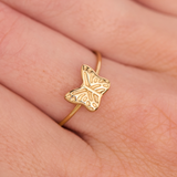 Anillo con dije de onda de acero inoxidable - Oro