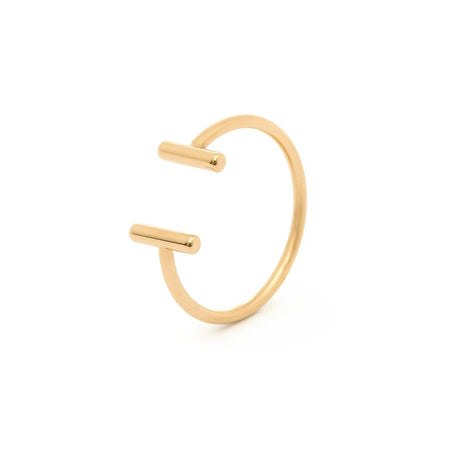 Anillo con dije de onda de acero inoxidable - Oro