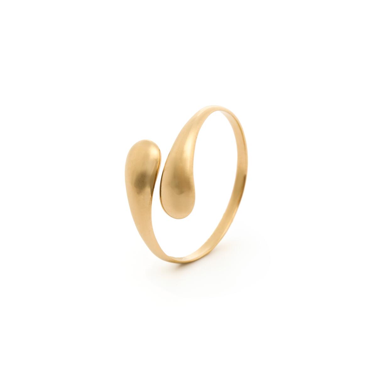 Anillo con dije de onda de acero inoxidable - Oro
