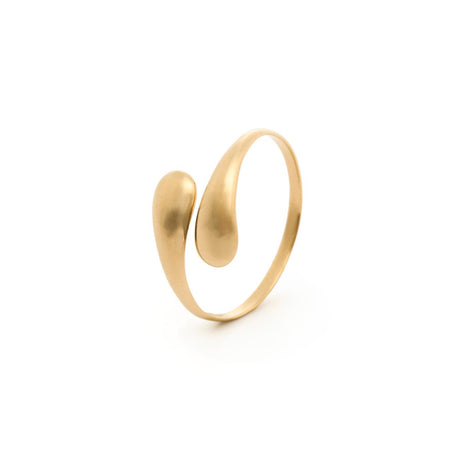 Anillo con dije de onda de acero inoxidable - Oro
