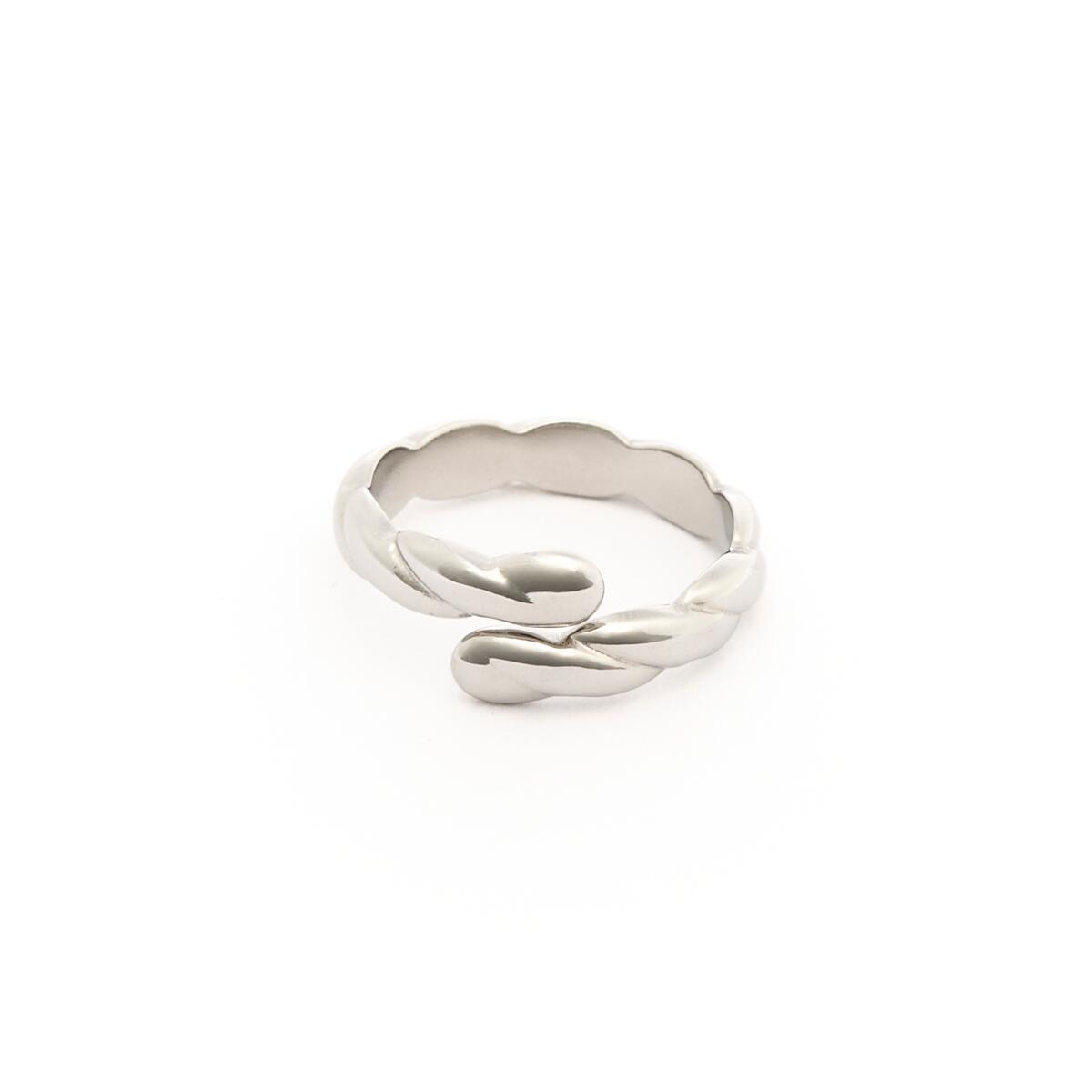 Anillo con dije de onda de acero inoxidable - Oro