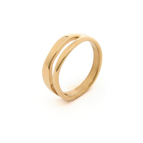 Anillo con dije de onda de acero inoxidable - Oro
