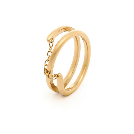 Anillo con dije de onda de acero inoxidable - Oro