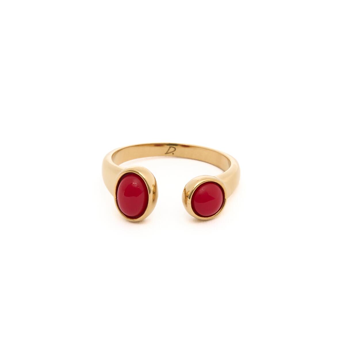 Anillo con dije de onda de acero inoxidable - Oro