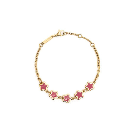 Bracelet Doré Etoiles Email Rouge 1