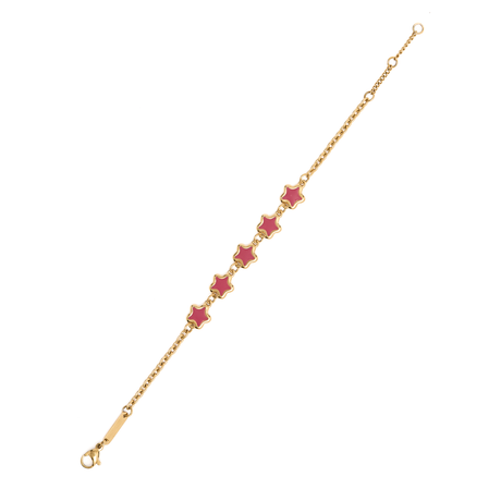 Bracelet Doré Etoiles Email Rouge 2