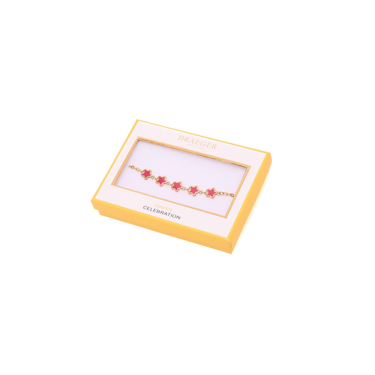 Bracelet Doré Etoiles Email Rouge 3