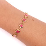 Bracelet Doré Etoiles Email Rouge 4