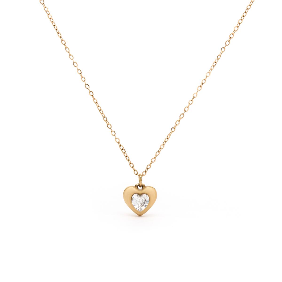 Collier doré cœur brillant 1