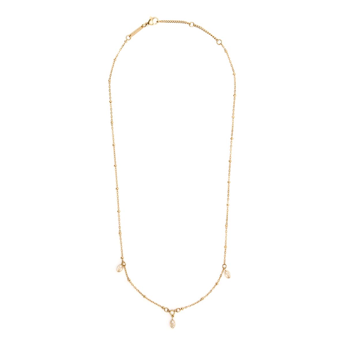 Collier doré triple pierres 2