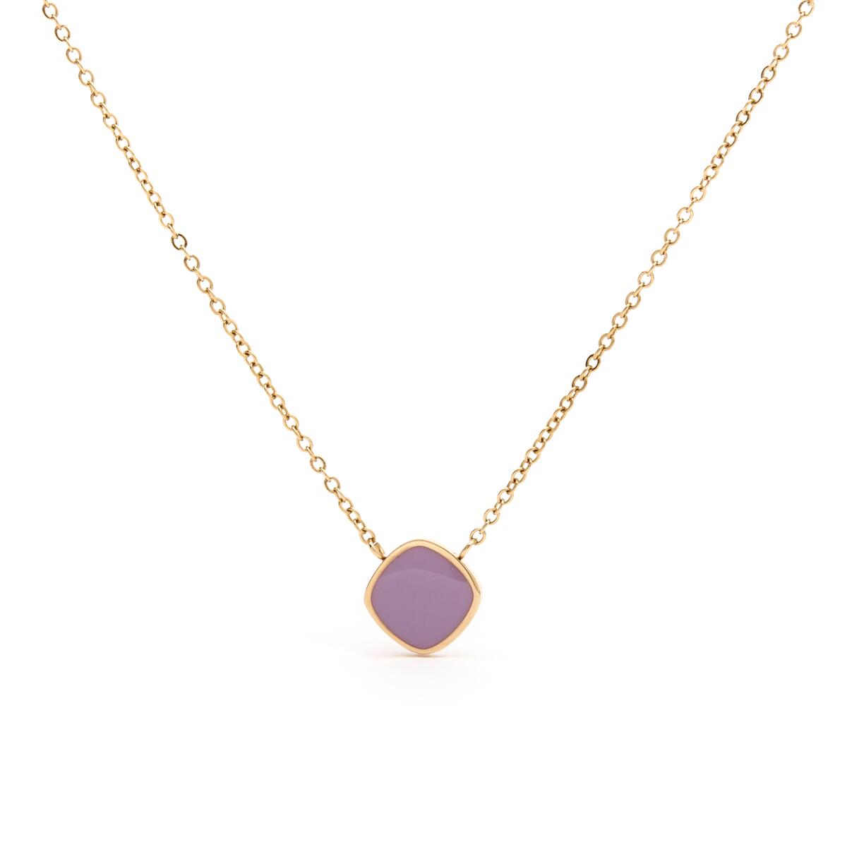 Collier doré pendentif losange 1