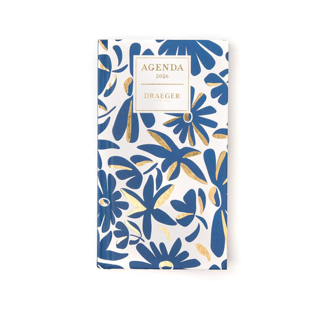 Petit agenda 2026 Home Office Fleurs bleu 1