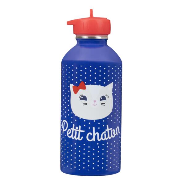 Gourde inox enfant - Petit chaton - bleu