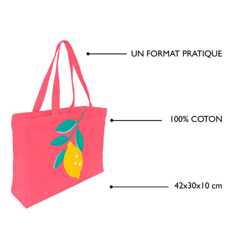 Tote bag coton imprimé citron