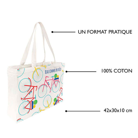 Tote bag coton imprimé vélo