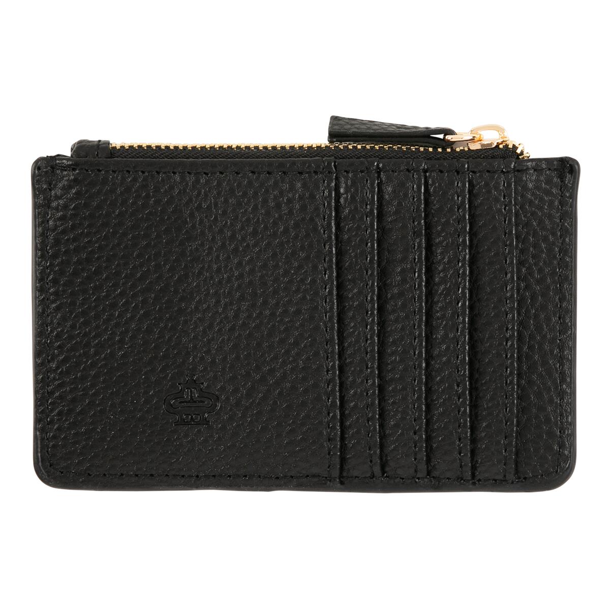 Porte-carte zippé Noir feuilles 2