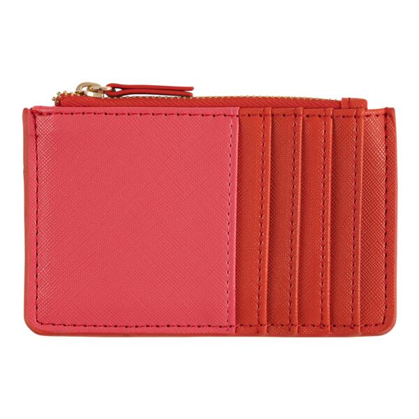 Porte-cartes zippé - rouge et rose