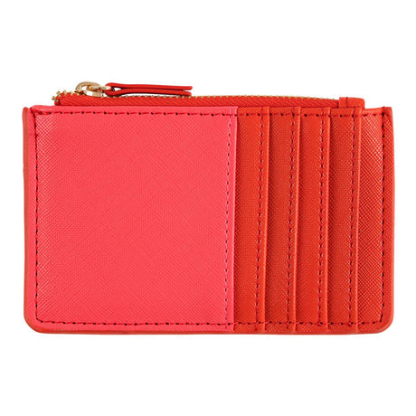 Porte-carte zippé Rouge & fuchsia 1