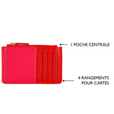 Porte-carte zippé Rouge & fuchsia 4