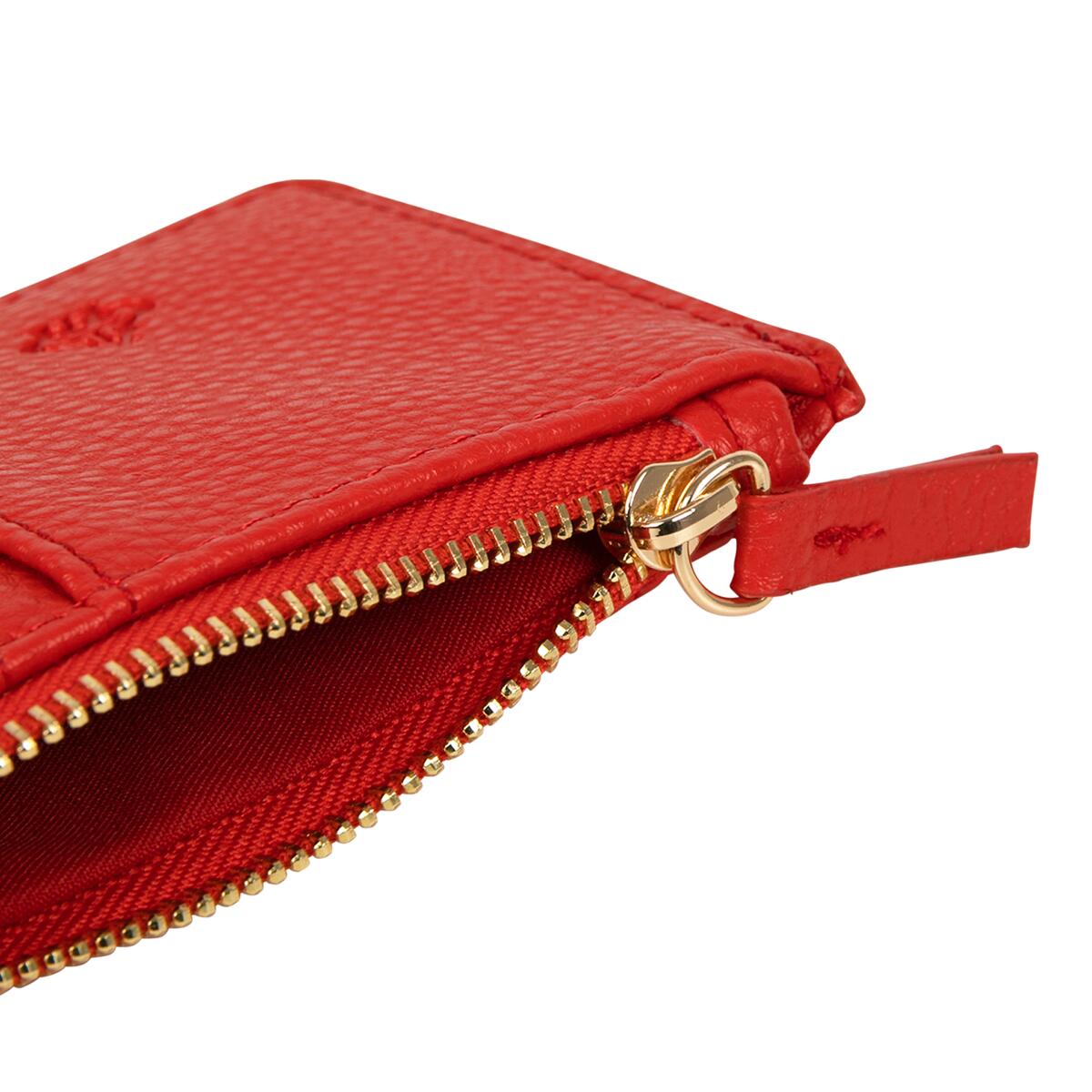 Porte-carte zippé Rouge feuilles 3