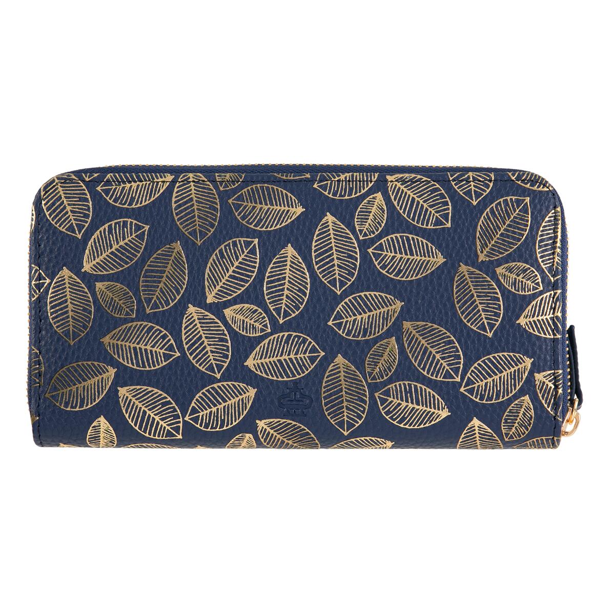 Grand portefeuille à motifs Bleu feuilles 3