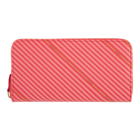 Grand portefeuille à motifs Rayures rose rouges 1