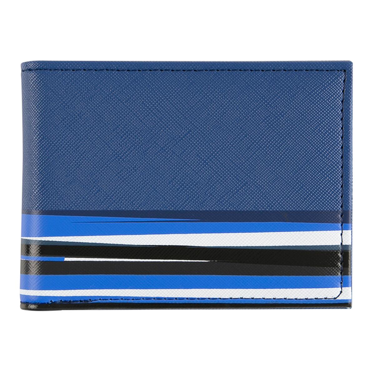 Portefeuille plat Bleu graphique rayures 1